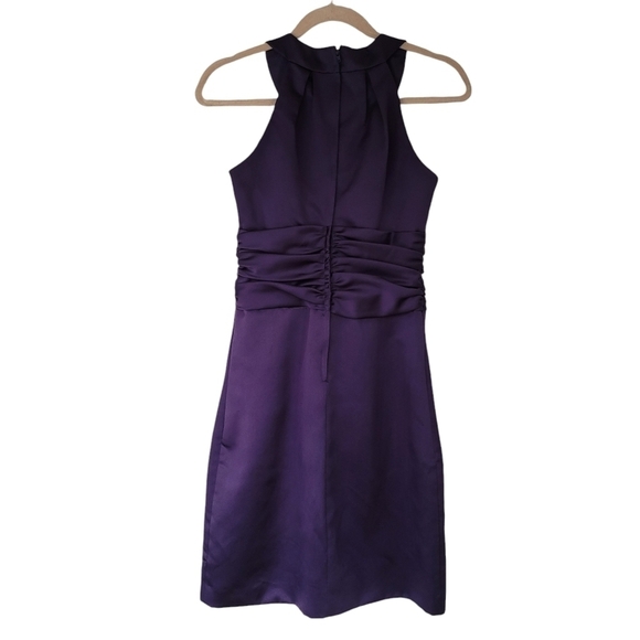 David's Bridal Purple Satin Sheath Mini Dress Wedding Bridesmaid Cocktail - Picture 2 of 7